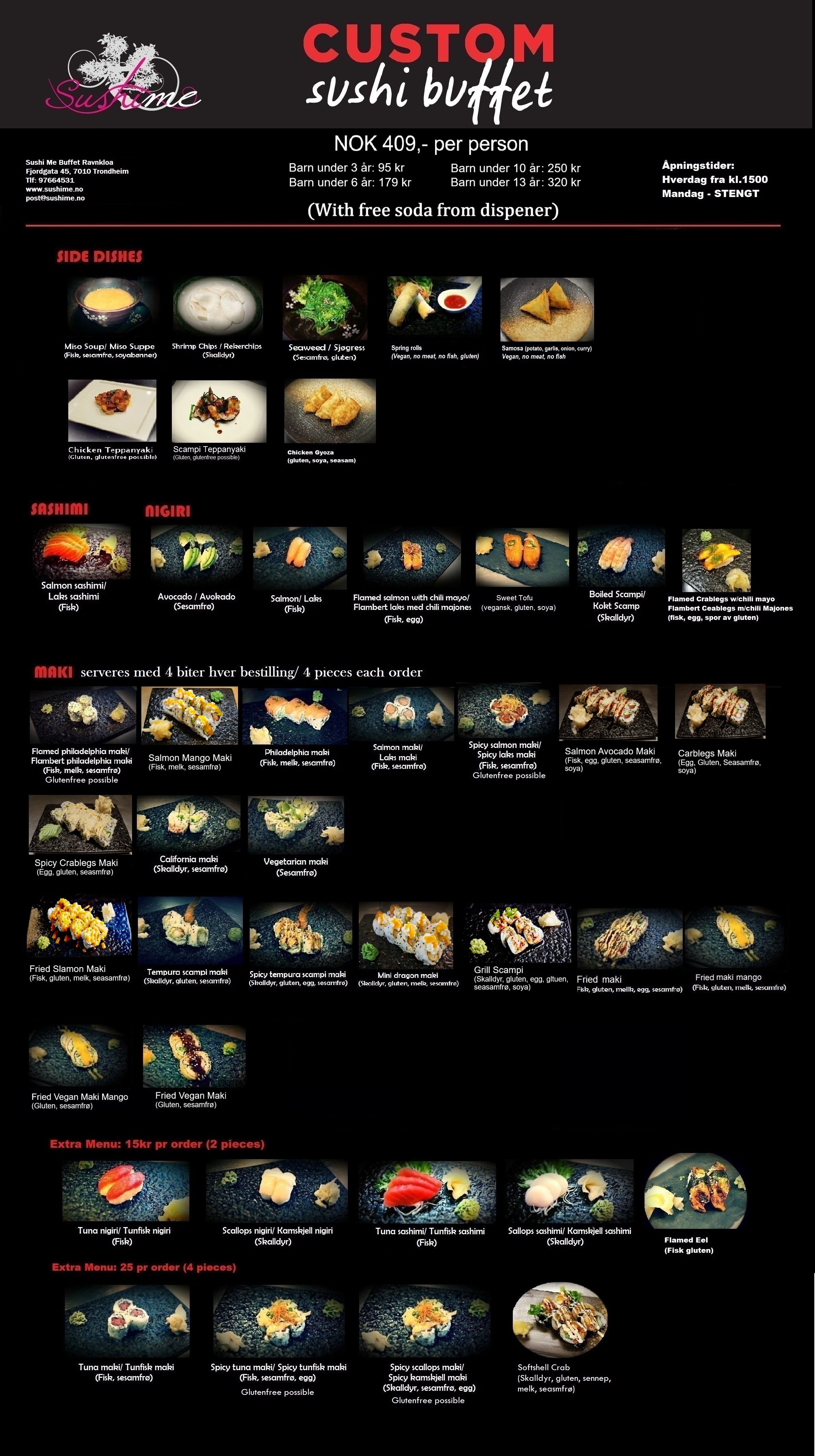buffet menyen til SushiMe